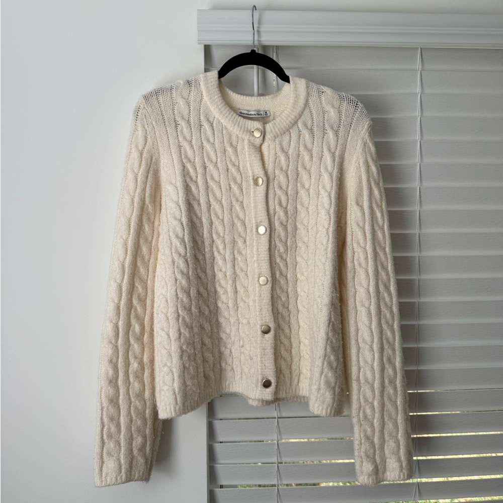 Abercrombie & Fitch Cream Cable Knit Cardigan